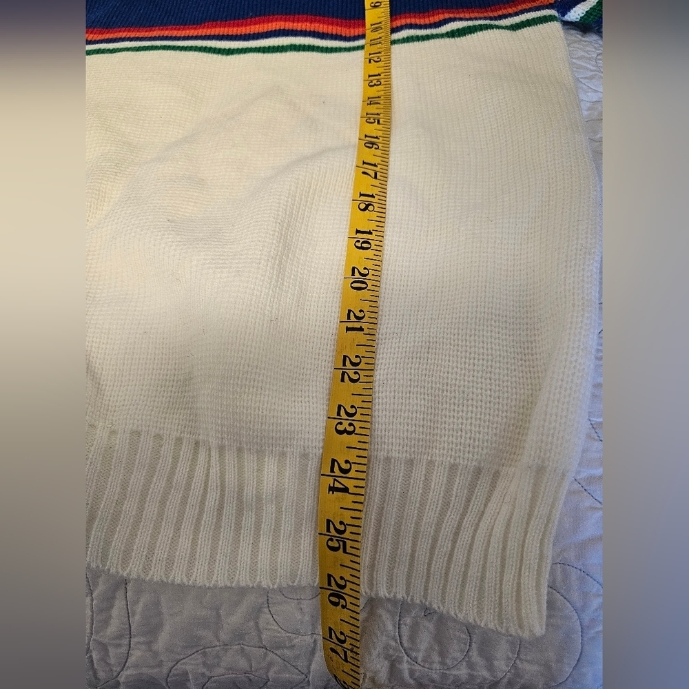 Jordan Marsh Vintage Y2K Blue and Cream Striped Crewneck Sweater Size Medium - Picture 7 of 9